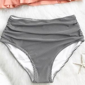 CUPSHE Pinstripe Bikini Hi-Rise Bottom NWT!